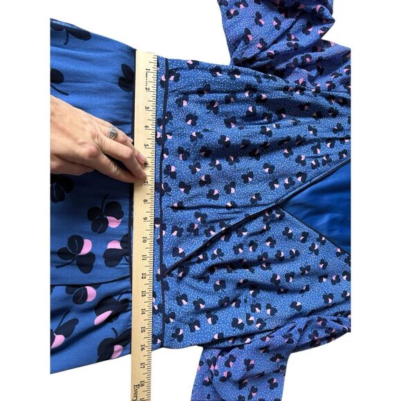 Boden Eden Wrap Dress size 12 Blue Long Sleeve Floral - Picture 7 of 15